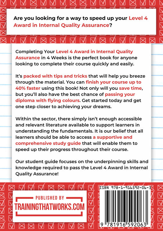 Completing Your Level 4 Award in Internal Quality Assurance in 4 Weeks