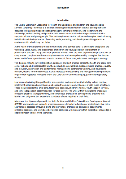 Completing Your Level 5 Diploma in Leadership for Health and Social Care (Pathway B – Children and Young People Residential)